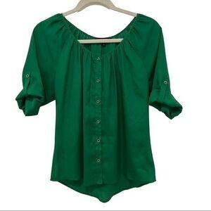 Express Green Rolled Sleeve Blouse